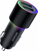 Joyroom JR-CL10 2x USB-A Autós töltő + 3 az 1-ben töltőkábel - Fekete (24W)