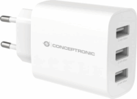Conceptronic ALTHEA13W 3x USB-A Hálózati Gyorstöltő Adapter 30W - Fehér