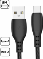 Cellect USB-A apa - USB-C apa Adat és töltő kábel - Fekete (2m)