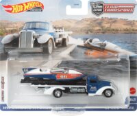 Mattel Hot Wheels Team Transport HW Classic Hydroplane és Speed Waze autószállító kisautó - Kék/Fehér