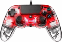 Nacon Vezetékes megvilágított kompakt controller - Átlátszó/Piros (PC/PS4)