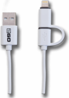2GO 795637 USB-A apa - Micro USB/Lightning apa 2.0 Adat és töltőkábel - Fehér (1m)