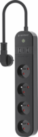 Gembird TSL-PS-F4U-01 okos elosztó USB töltővel 4 aljzatos 1,5m - Fekete