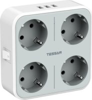 Tessan TS-302-DE 230V Fali elosztó 4 aljzatos - Fehér/Szürke