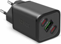 SBS TETRGANUSB2C65W 2x USB Type-C / 1x USB Type-A GaN Hálózati töltő - Fekete (65W)