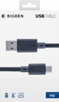 BigBen BB004786 PS5 USB Type-A apa - USB Type-C apa Adat és töltő kábel - Fekete (3m)