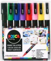 Uni Posca PC-3M 0.9-1.3mm Dekormarker készlet - Vegyes színek (8 db / csomag)