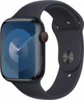 Apple Watch Series 9 GPS + Cellular (45mm) Okosóra - Éjfekete Aluminium tok Éjfekete Sportszíjjal (M/L)