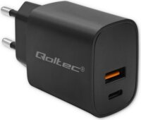 Qoltec 52377 Power Pro 1x USB Type-C / 1x USB Type-A GaN Hálózati töltő - Fekete (30W)