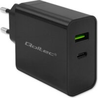 Qoltec 52378 Super Quick 1x USB Type-C / 1x USB Type-A Hálózati töltő - Fekete (45W)