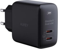 Aukey PA-B4T 2x USB Type-C Hálózati töltő - Fekete (45W)