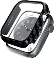 Crong CRG-45HS-CRB Apple Watch S7/S8/S9 Tok + Kijelzővédő - Karbon (45mm)