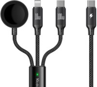 Mcdodo CA-4940 USB-C apa - Lightning/Apple Watch/USB-C apa 2.0 Adat és töltőkábel - Fekete (1.2m)