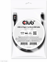 Club3D CAC-1526 USB-C apa - Micro USB-B apa 2.0 Adat és töltő kábel - Fekete (1m)