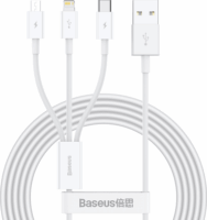 Baseus USB-A apa - USB-C/Lightning/microUSB apa 2.0 Adat és töltő kábel - Fehér (1.5m)