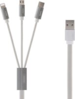 Remax Kerolla RC-094TH USB-A apa - Lightning/Micro USB/USB-C apa 2.0 Adat és töltőkábel - Fehér (2m)
