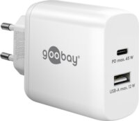 Goobay 65412 1x USB Type-C / 1x USB Type-A Hálózati töltő - Fehér (45W)