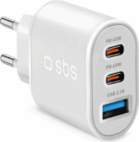 SBS Travel Charge 2x USB Type-C / 1x USB Type-A Hálózati töltő - Fehér (45W)