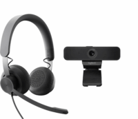 Logitech Zone Vezetékes Headset + Brio 4K Webkamera szett - Grafitszürke