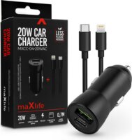 Maxlife ML269386 Szivargyújtós töltő adapter USB / USB Type-C - Fekete (20W)