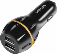 LogiLink PA0201 2x USB-A Autós töltő + USB kábel USB-C adapterrel - Fekete (19.5W)