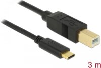 Delock 83666 USB-B apa - USB-C apa 2.0 Adat és töltő kábel - Fekete (3m)