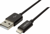 LogiLink UA0240 USB-A apa - Lightning apa 2.0 Adat és töltőkábel - Fekete (0.18m)