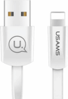 USAMS U2 USB-A apa - Lightning apa 2.0 Lapos adat és töltőkábel - Fehér (1.2m)