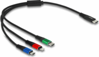 Delock 86820 USB-C apa - USB-C/Micro USB/Lightning apa Töltőkábel - Fekete (0.3m)