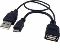 Techly USB 2.0 Micro USB / USB-A apa - USB-A anya 30cm - Fekete