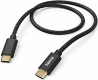 Hama Fabric USB Type-C apa - USB Type-C apa Adat és töltő kábel - Fekete (1.5m)