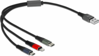 Delock 87236 USB-A apa - Lightning/Micro USB/USB-C apa iPhone Töltőkábel - Fekete (0.3m)
