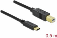 Delock 83328 USB Type-C apa - USB Type-B apa 2.0 Adat és töltő kábel - Fekete (0.5m)
