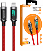 Kakusiga KSC-599 USB Type-C apa - Lightning apa Adat és töltő kábel - Piros (1.2m)