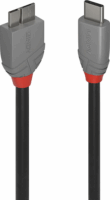 Lindy Anthra Line USB-C apa - Micro USB SuperSpeed apa 3.2 Gen 1 Adat és töltőkábel - Fekete (1m)