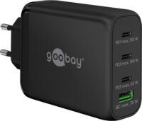 Goobay 65555 3x USB-C / USB-A Hálózati töltő - Fekete (100W)