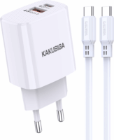 Kakusiga KSC-925 USB-A / USB-C Hálózati töltő + USB-C Kábel - Fehér (18W)