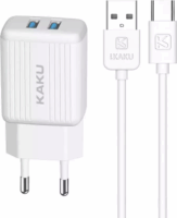 Kakusiga KSC-373 2x USB-A Hálózati töltő + USB-C Kábel - Fehér (12W)