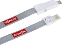 ActiveJet Lanyard 3in1 USB Type-A apa - USB Type-C / Lightning apa 2.0 Adat és töltő kábel - Szürke/Piros (0.85m)