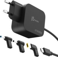 j5create JUP1565DCE3A-EN USB Type-C + 3x DC GaN Hálózati töltő - Fekete (67W)