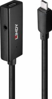 Lindy 43356 USB-C apa - USB-C anya 3.2 Gen 1 Aktív hosszabbító kábel - Fekete (5m)