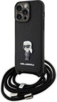 Karl Lagerfeld Crossbody Saffiano Monogram Metal Pin Apple iPhone 15 Pro Max Tok - Fekete