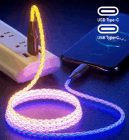 Fusion LED USB-C apa - USB-C apa 2.0 Adat és töltő kábel - Többszínű (1m)