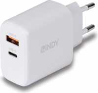 Lindy 73428 1x USB Type-A / 1x USB Type-C GaN Hálózati töltő - Fehér (65W)