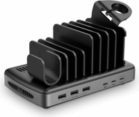 Lindy 73436 3x USB Type-A / 3x USB Type-C Hálózati töltő - Fekete (160W)