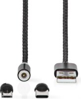 Nedis CCGB60630BK20 USB Type-A apa - USB Type-C / Micro USB Type-B apa 2.0 Adat és töltő kábel - Fekete (2m)