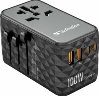 Verbatim UTA-06 GaN III 2x USB-A / 2x USB-C Hálózati töltő - Fekete (100W)