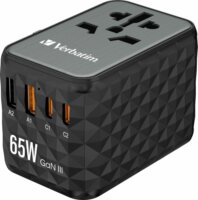 Verbatim UTA-05 GaN III 2x USB-A / 2cx USB-C Hálózati töltő - Fekete (65W)