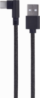 Gembird CC-USB2-AMCML-0.2M USB-A apa - USB-C apa 2.0 Derékszögű adat és töltőkábel - Fekete (0.2m)