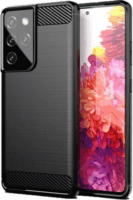 Forcell Carbon Samsung Galaxy S21 Ultra Hátlapvédő Tok - Fekete